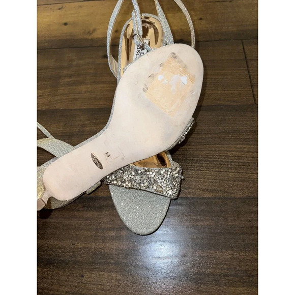 Badgley Mischka Rider Heels Size 11 Crystal Embellished Metallic - Picture 3 of 6